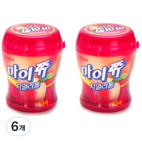 크라운 복숭아맛 마이쮸 용기, 110g, 6개