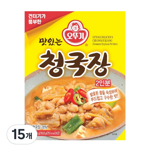 오뚜기 맛있는 청국장, 39.6g, 15개