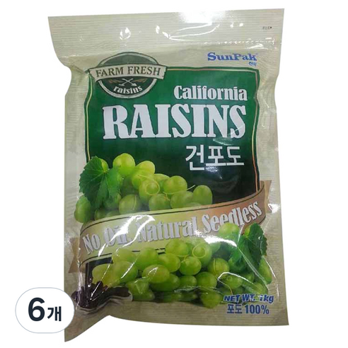 썬팍 건포도, 1kg, 6개