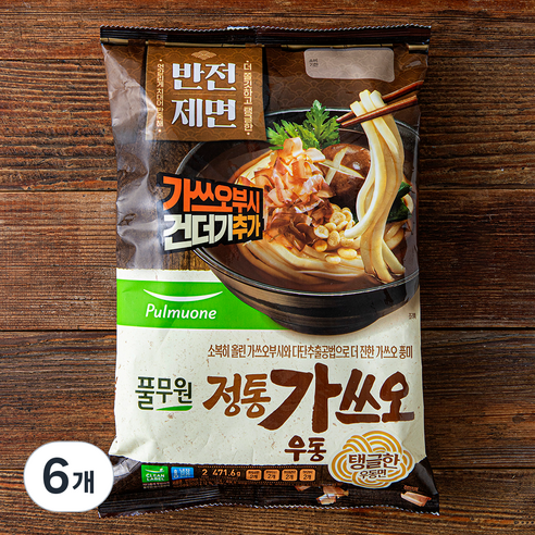 풀무원 반전제면 정통가쓰오우동 2인분, 471.6g, 6개