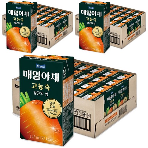 매일유업 매일야채 고농축 당근의 힘, 125ml, 72개