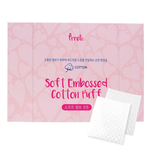 프레티 소프트 엠보 코튼 화장솜, 500매입, 1개