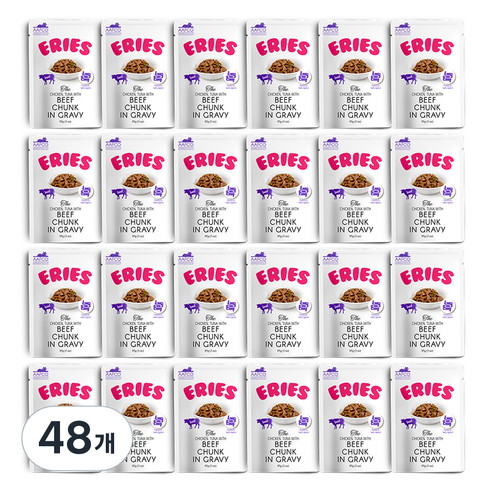 에리에스 고양이 주식 파우치 습식사료, 소, 85g, 48개