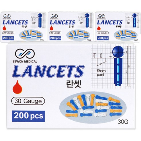 세원메디칼 비멸균 란셋 30G 십자형, 4개, 200개입