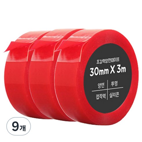 다다 고강력 양면테이프 30mm x 3m, 9개