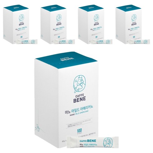 카페베네 마노 마일드 아메리카노 원두커피믹스, 1g, 100개입, 5개