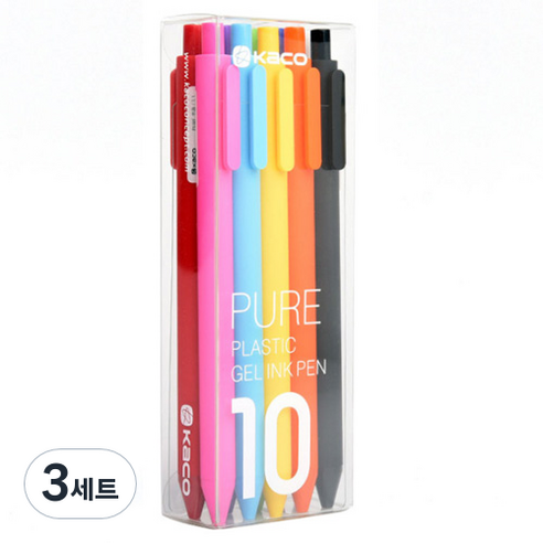 OON PURE 파스텔 젤펜 0.5mm 10색 세트, 혼합색상, 3세트