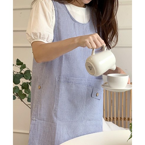 산뜻함과 편안함을 동시에, 한스갤러리 시어서커 보육 교사 앞치마