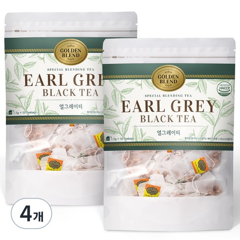골든블렌드 얼그레이 홍차 삼각 티백, 1.5g, 50개입, 4개