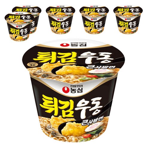 농심 튀김우동 큰사발면 111g, 6개