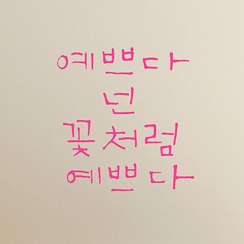 캘리그라피 포인트스티커 예쁘다 넌 꽃처럼, 핑크