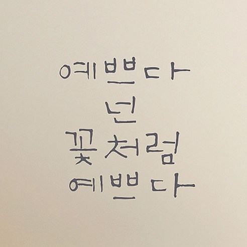 캘리그라피 포인트스티커 예쁘다 넌 꽃처럼, 연회색