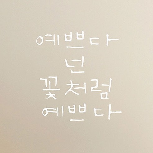 캘리그라피 포인트스티커 예쁘다 넌 꽃처럼, 흰색