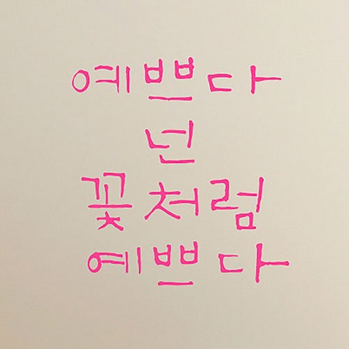 캘리그라피 포인트스티커 예쁘다 넌 꽃처럼, 핑크