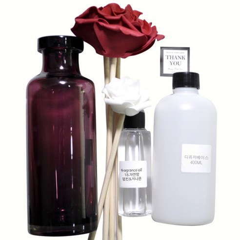 디퓨저KIT 보틀 와인유광 로즈, 자연향 펌킨&시나몬, 550ml