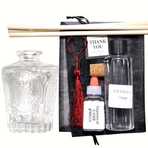 케이지 디퓨저KIT 엔틱심볼 투명 우드태슬 자연향, 머스크 (블랙머스크), 150ml