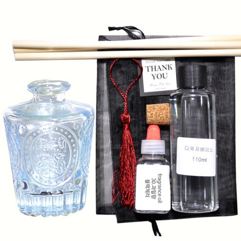 케이지 디퓨저KIT 엔틱심볼연블루 우드태슬 과일향, 블랙체리, 150ml