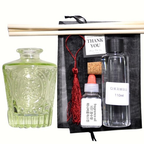 케이지 디퓨저KIT 엔틱심볼 그린 우드태슬 향수향, 허니써클자스민, 150ml
