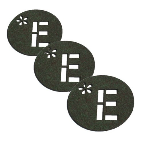 레이저 커팅 펠트컵받침 이니셜 E 3개, 카키