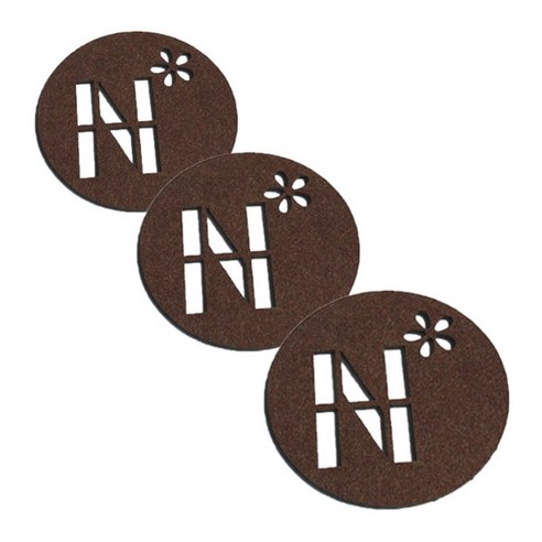 레이저 커팅 펠트컵받침 이니셜 N 3개, 브라운