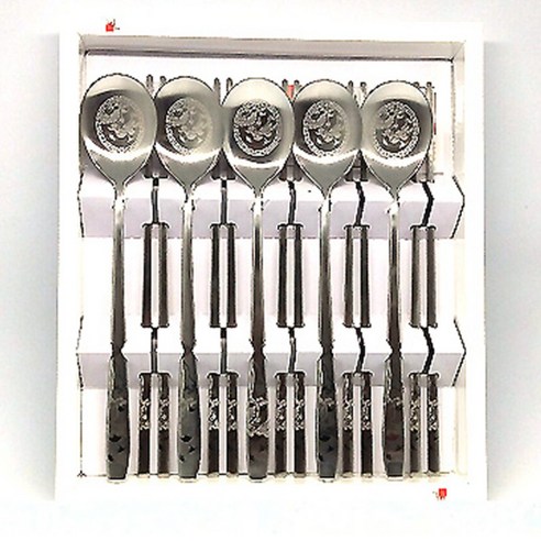 테이블아트 국산 십장생 학 수저선물 5인세트, 10p (숟가락 5p, 젓가락 5p), 1세트
