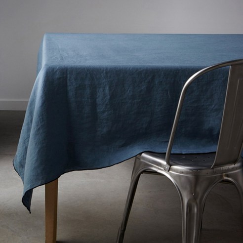 AM.PM. 바이어스 린넨 F665290 테이블보, paon blue + black, 150 x 250 cm