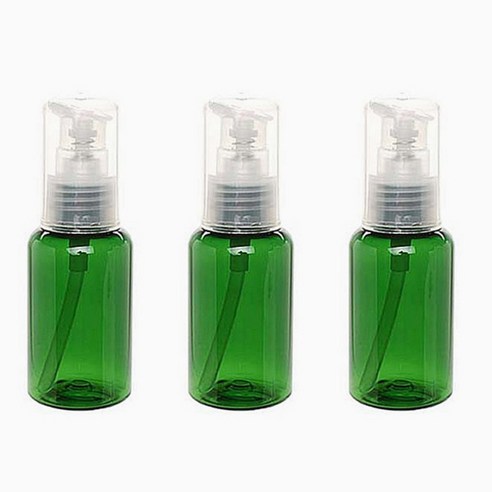 병도매닷컴 DT50 에센스 용기, 용기 (녹색투명), 캡 (투명), 3개