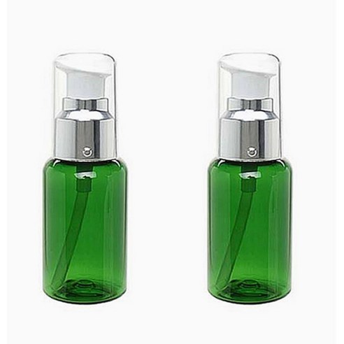 병도매닷컴 DT50 에센스 용기, 용기 (녹색투명), 캡 (실버), 2개