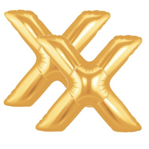 파티팡 알파벳 은박 풍선 대, 골드 X, 2개