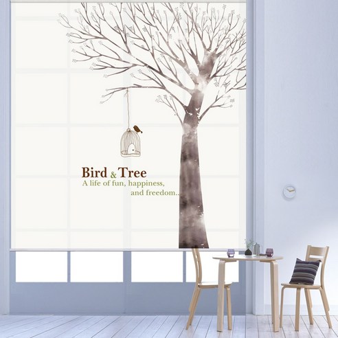 블라인드  스코홈 북유럽 감성 롤스크린 Tree Bird