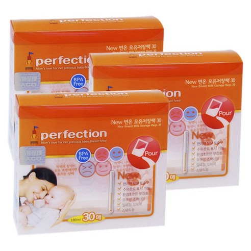 퍼펙션 2way 뉴 변온 모유저장팩 180ml, 30개입, 3개