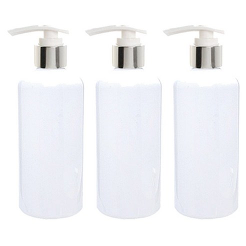 병도매닷컴 DTB300 용기 + 디스펜서 세트 3개, 용기(백색), 캡(실버), 300ml