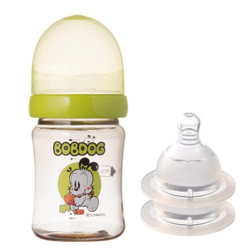 리틀밥독 PESU 유꼭지젖병 150ml 젖꼭지 2개입, 1단계(신생아), 1개, 그린