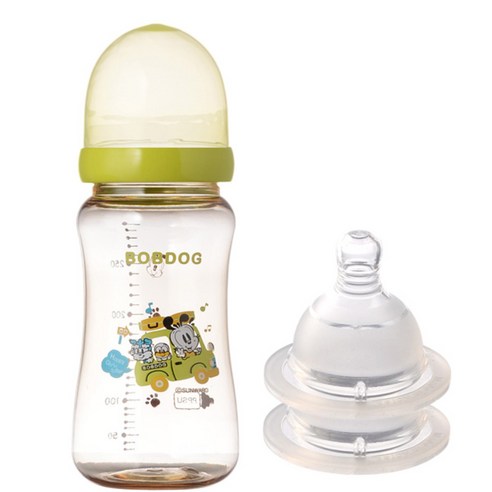 리틀밥독 국내 제조 PPSU 유꼭지젖병 300ml 젖꼭지 2개입, 그린, 1세트