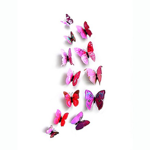 더이쁜 데코스티커 3D 패턴 나비 장식 12개 세트, 화이트