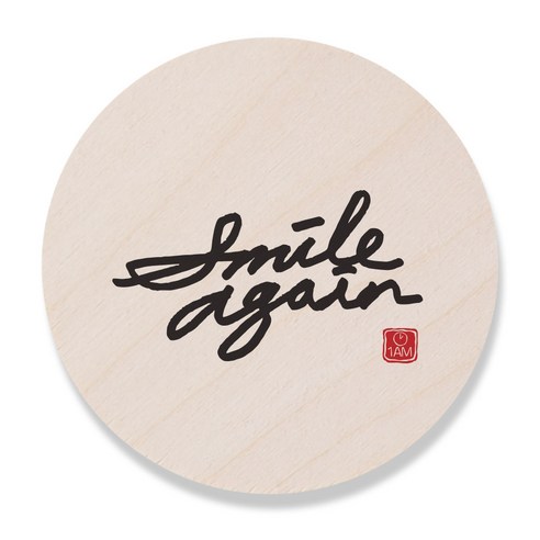 1AM 캘리그라피 도어사인 원형 지름 9cm, smile again, 1개