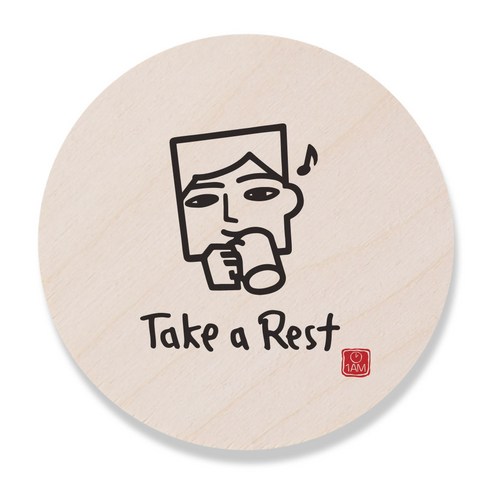 1AM 캘리그라피 도어사인 원형 지름 9cm, Take a Rest (남자), 1개