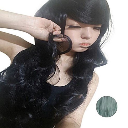 데일리가발 하라주쿠 코스프레 애니메이션 가발 패션 가발 긴 곱슬 머리 색 가발, 5 민트그린, 1개
