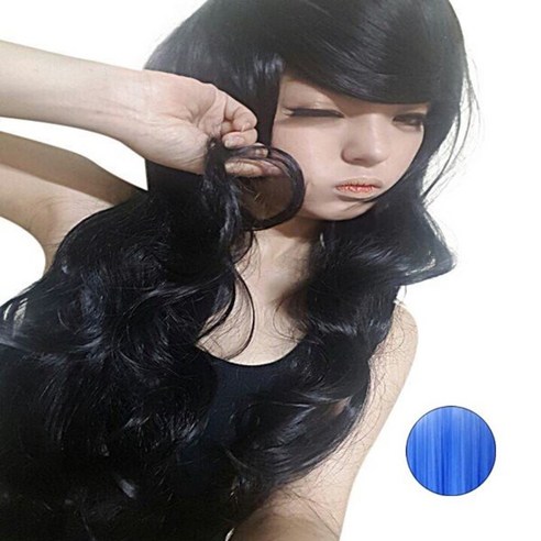 데일리가발 하라주쿠 코스프레 애니메이션 가발 패션 가발 긴 곱슬 머리 색 가발, 12 옅은파랑, 1개