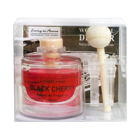리빙인아로마 차량용 우드볼 디퓨저 40ml, 블랙체리
