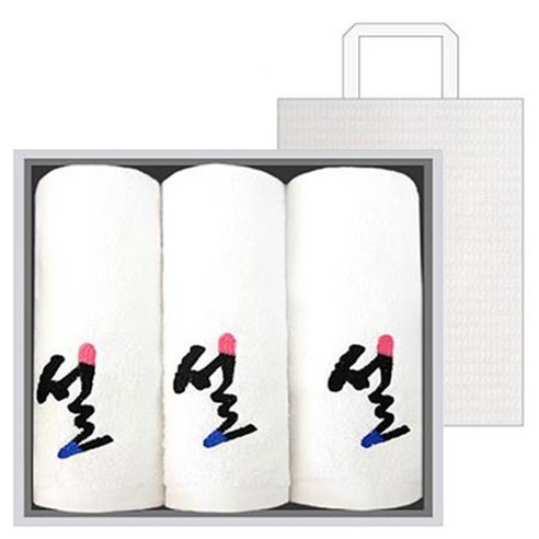 송월타월 설자수 수건 3p 선물세트 + 쇼핑백, 흰색, 1세트