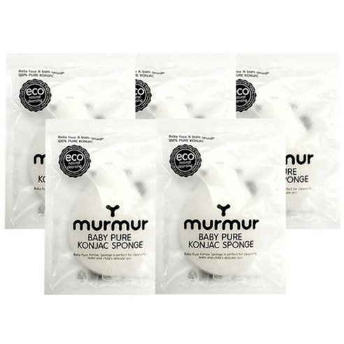 머머 베이비 퓨어 곤약 스폰지 물방울 유아목욕스펀지, 단일 색상, 5개