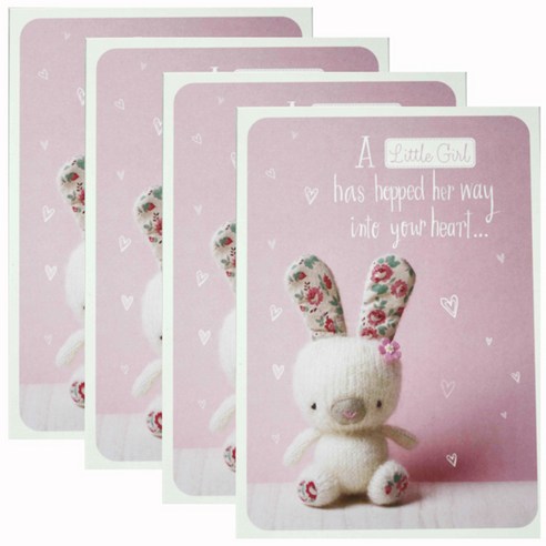 홀마크 베이비 축하 카드, 여자아기 토끼인형 11225871, 4개입
