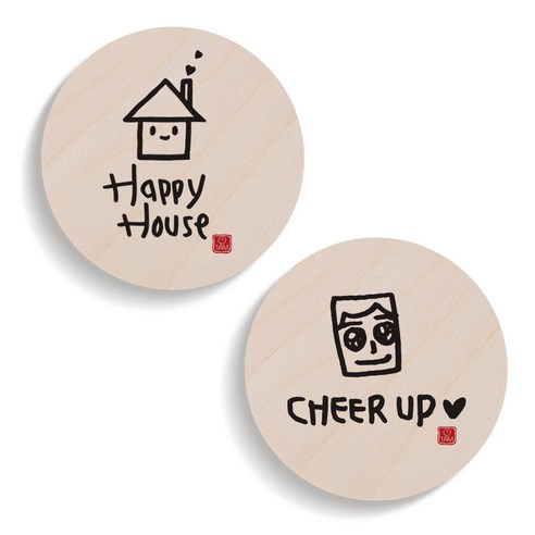 1AM 캘리그라피 Happy House 도어사인 원형세트, Happy House, CHEER UP