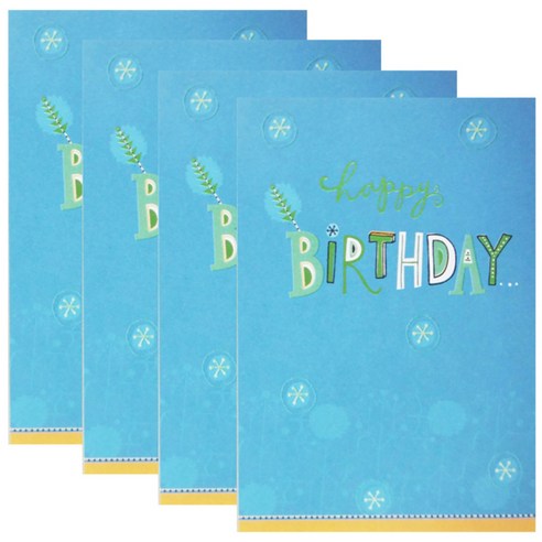 홀마크 생일 축하 카드, 블루 HBD7814, 4개입