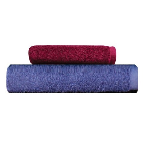 송월타월 호텔용 바스타월 파랑 + 호텔용 프리미엄 무지 타월 170g, 자주, 1세트