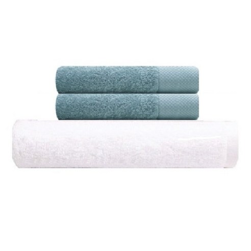 송월타월 호텔용 바스타월 흰색 + 호텔용 타월 140g 2p, 블루그린, 1세트