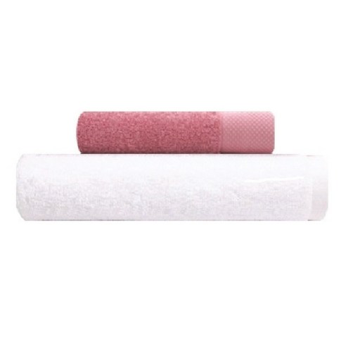 송월타월 호텔용 바스타월 흰색 + 호텔용 타월 140g, 로즈, 1세트