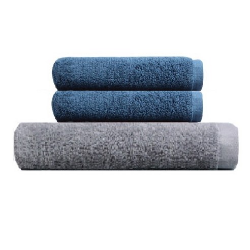 송월타월 호텔용 바스타월 회색 + 호텔용 프리미엄 무지 타월 170g 2p, 진파랑, 1세트