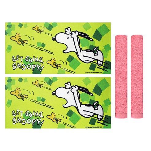 송월타월 스누피 플라이 비치타월 2p + 뉴진미용 수건 2p, 연두, 분홍, 1세트